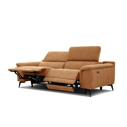 Sofa 3-Sitzer mit 2 Relaxfunktionen, orange Fiero