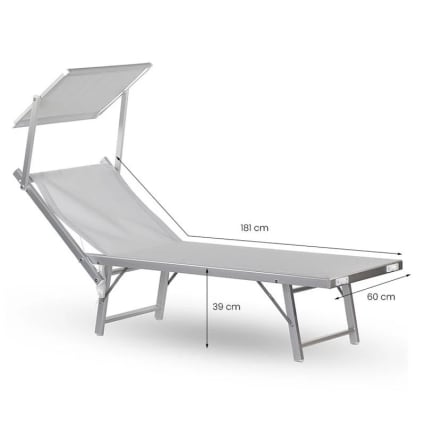 Lettino mare prendisole in alluminio bianco ghiaccio Bagnino