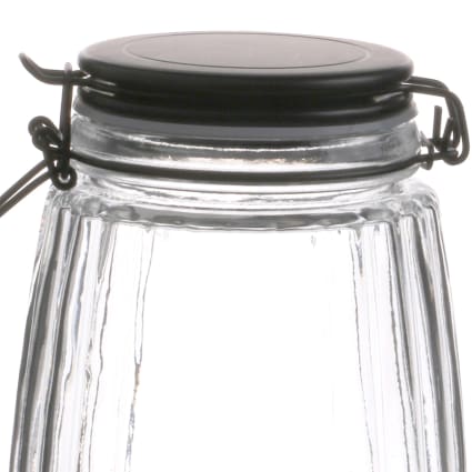 Bocal Vintage Octogonal En Verre Avec Couvercle Hermétique - Occasion
