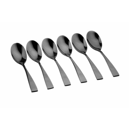 6 Cuillères à Espresso Demitasse Noires HOMQUEN - Mini Cuillères Café 14cm Acier Inoxydable