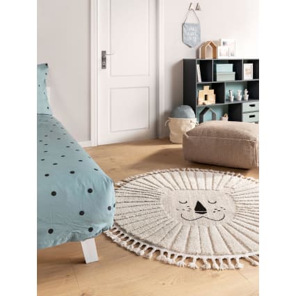 MAGBIX Tapis Rose Rond - Tapis Rond De 4 Pi Lavable, Antidérapant