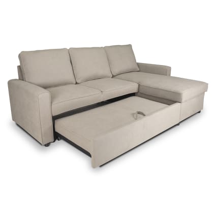 Divano letto angolare chaise longue convertibile dx/sx tortora