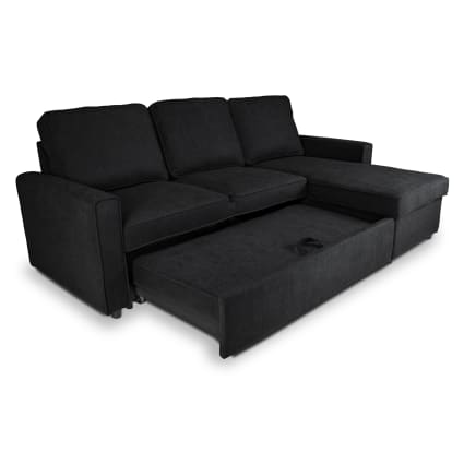 Divano letto angolare chaise longue convertibile dx/sx nero