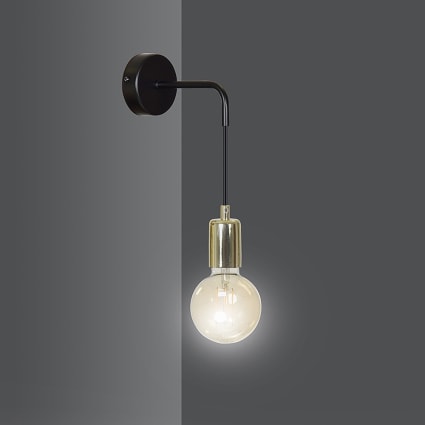 Vetrineinrete® Applique Da Parete Decorativo A Forma Di Omino Sulla Scala Lampada Da Muro In Metallo Attacco E27 Arredo Casa Soggiorno (Nero