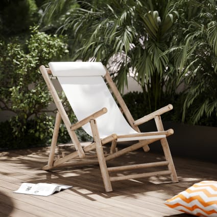 Bambus-Chaiselongue mit weiem Stoff Vadella | Maisons du Monde