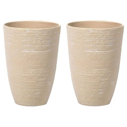 Cache-pot d'extérieur en pierre beige h50 Camia