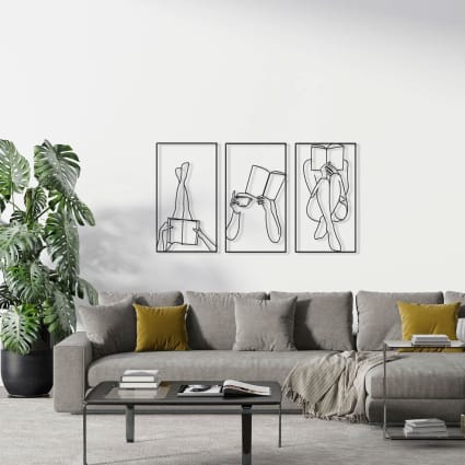 Musiknoten Wanddekoration Metall - Minimalistische Kunst 100x42cm Schwarz