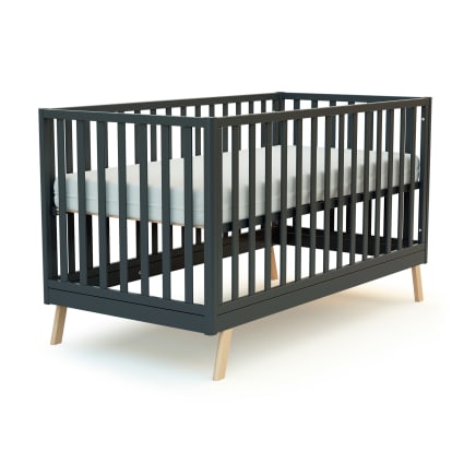 Lit Cabane Bébé Évolutif AT4 CONFORT – Bois Hêtre Massif – 70x140 Cm – Transformable En Lit Junior – Sommier Réglable 3 Hauteurs – Gris Graphite