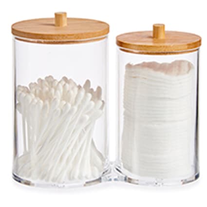 TIDEVAN Lot 4 Boîtes Rangement Coton-Tiges Et Boules De Coton Avec Couvercle Bambou