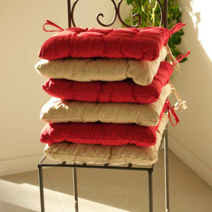 Cuscini Morbidi Per Sedie Da Pranzo E Giardino - 2 Pezzi Rotondi 40 Cm - Colore Rosso - Imbottiti In Fibra Poliestere
