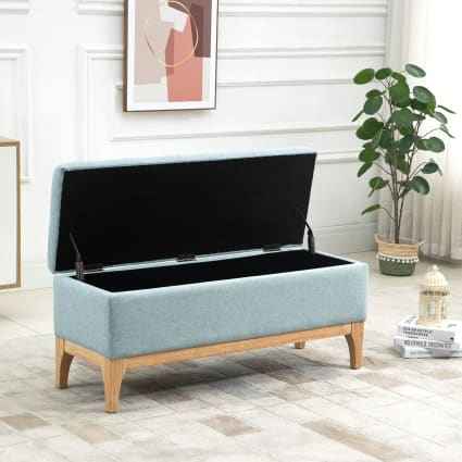 Banquette coffre de rangement 2 en 1 style scandinave tissu vert d'eau ...