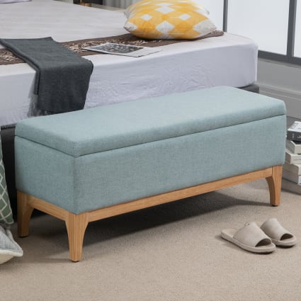 Banquette coffre de rangement 2 en 1 style scandinave tissu vert d'eau ...