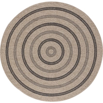 Runder In-/Outdoor-Teppich mit Jute-Look Beige/Schwarz Ø 160 Ryba