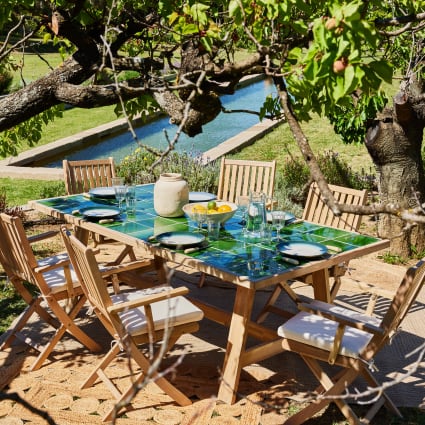 Pack da sedie da giardino pieghevoli con braccioli in legno