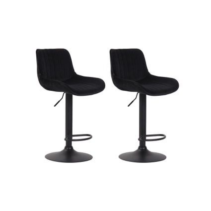 Lot de 2 tabourets de bar réglables en velours noir Lentini