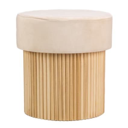 Samthocker aus Holz Beige