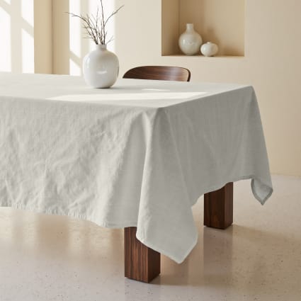 Fleckenschutz-Tischdecke 100 % Baumwolle Hellbeige 100x155 cm Solid