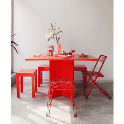 Rechteckiger Esstisch aus mit laminiertem 3 cm in Rot, 90x120 cm. Blockie-matilda