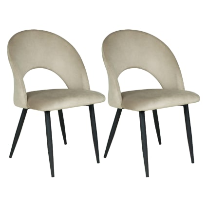 Sedia da pranzo imbottita in velluto tortora (2pz) ZOE Maisons