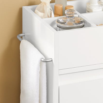Homhedy Badezimmerschrank Mit Schublade & Regalen – Platzsparender Eck-Schrank In Weiß
