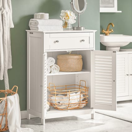 Badschrank mit einer Schublade und Türen Holz Weiß