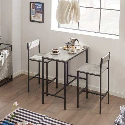 Tavolo cucina con sgabelli grigio in mdf e metallo Maisons du