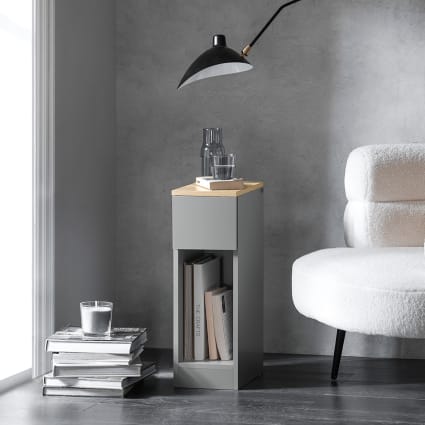 Nachttisch mit Schublade für Boxspringbett PB MDF Hellgrau