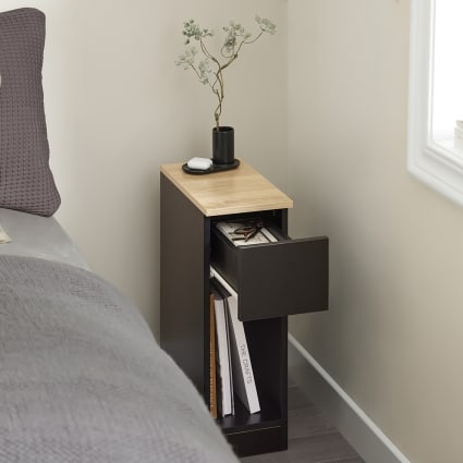 Nachttisch mit Schublade für Boxspringbett PB MDF Schwarz
