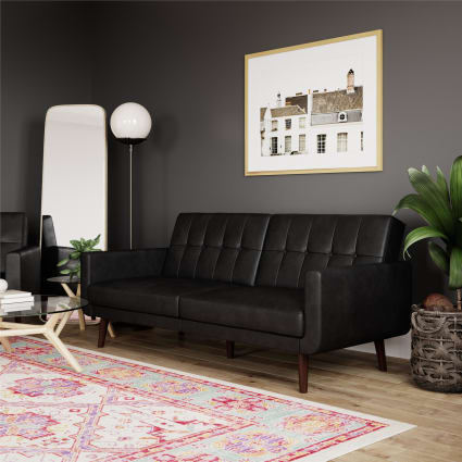 Divano letto posti in ecopelle nero Nola Maisons du Monde