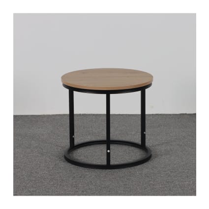 BOFENG – Lot De 2 Tables Basses Gigognes Rondes Pour Salon, Canapé, Table Basse Pour Petit Espace/chambre à Coucher, Tables D'appoint Empilables Avec Cadre En Métal, Marron Rustique