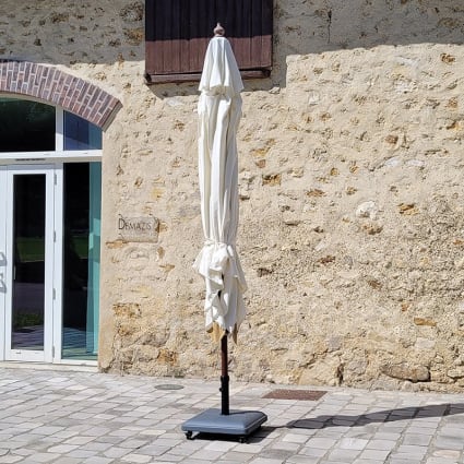 Parasol Déporté Aluminium Finition Bois Toile écrue 3x3 M Poseidon