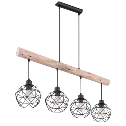 Globo Hängeleuchte Trixi – 4 Flammig, Schwarz, Metall, 95 Cm Lang, E27 Sockel, Für Wohnzimmer & Esszimmer