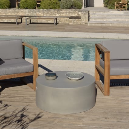 Runder Garten-Couchtisch aus Beton, D79 cm Hans