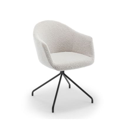 Chaise de bureau en tissu bouclette et métal - Écru Kooij | Maisons du Monde