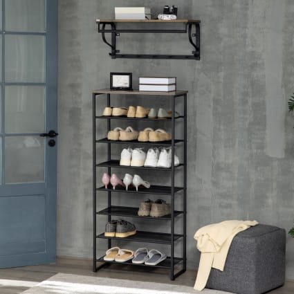 Meuble à Chaussures 3 étagères - 73x60x32 Cm - Acier Laqué Anthracite - Rangement Entrée, Dressing - Pour 6 Paires