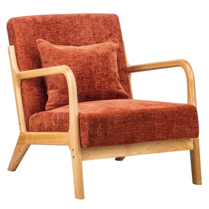 Polstersessel aus Massivholz und Stoff Terracotta