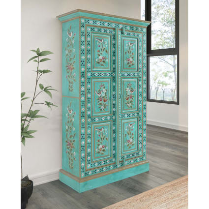 Armoire 2 portes sculptée en teck recyclé