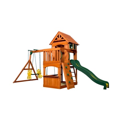 Ventes Flash Noël : Backyard Discovery Aire De Jeu En Bois Avec Toboggan Et Balançoire - Hill Crest Pas Cher