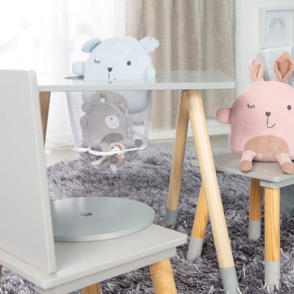 Bonnlo Table Enfant Avec 2 Chaises Et Boîtes De Rangement - Idéal Chambre, Gris - Parfait Pour 3-8 Ans