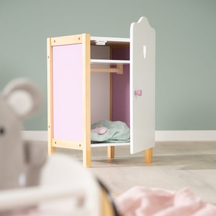 Armoire De Poupée Industrielle – Tôle Laquée Rose, Années 1950, Fabrication Française