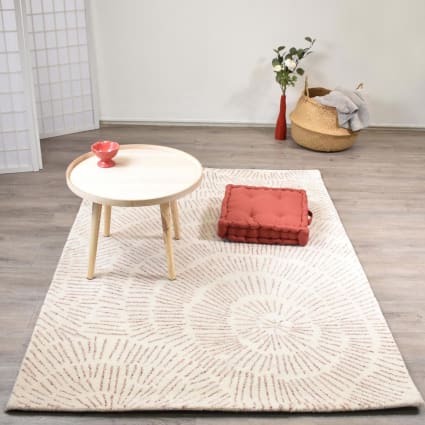 Tapis berbère Beni Ouarain écru à motifs graphiques 2,97x2,15m | Les