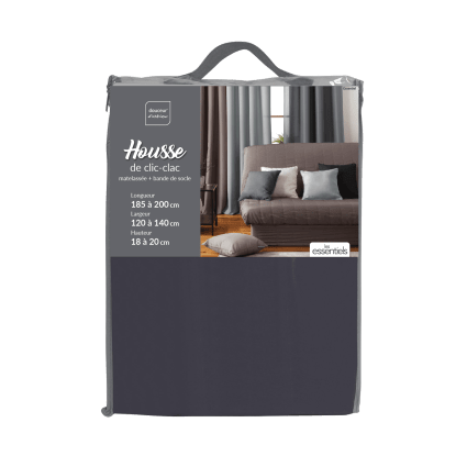 Housse De Clic Clac Matelassée ESSENTIEL - Taille 120-140x185-200cm - Taupe - Polyester - Lavable - Protection Canapé