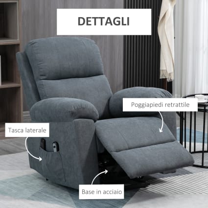 Poltrona massaggiante alzapersona con telecomando e poggiapiedi