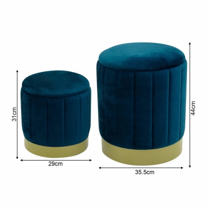 Preziosa Pouf Contenitore Maxi In Velluto Blu 60x60x30 Cm – Con Spazio Interno