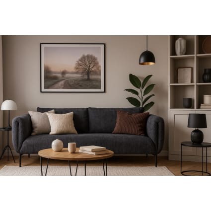 Divano a posti in tessuto grigio scuro con gambe in acciaio