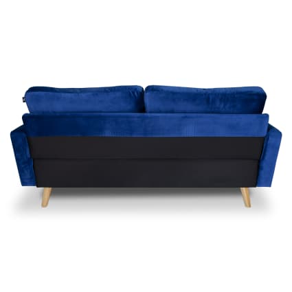 Beliani Divano Letto 3 Posti In Velluto Blu Navy – Gambe In Legno, Meccanismo Click-Clack, Dimensioni 198x95cm, Superficie Letto 110x178cm