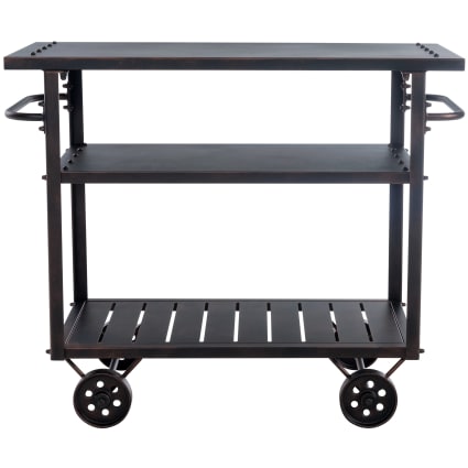 Deco 79 Chariot De Rangement Rond En Métal Avec Roulettes, 48,3 X 48,3 X 66 Cm, Noir