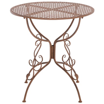 Table de jardin ronde en métal Marron antique