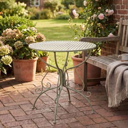 Gartentisch rund Metall antik-grün Amanda