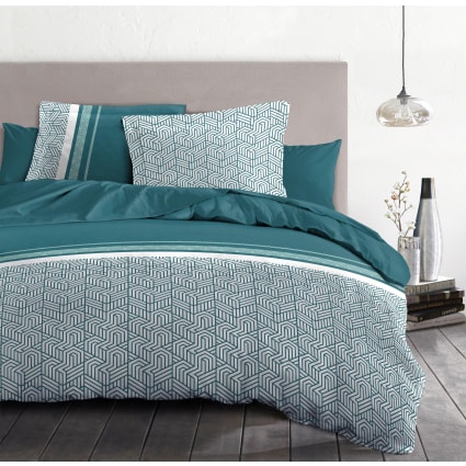 Today Jungle Dream Parure De Couette 260x240 Cm + 2 Taies 63x63 Cm - Coton Gris/Blanc/Vert - Style Jungle Nature